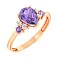 Кольцо из красного золота с аметистом и фианитами  (арт. 141119Паф) – изображение 1