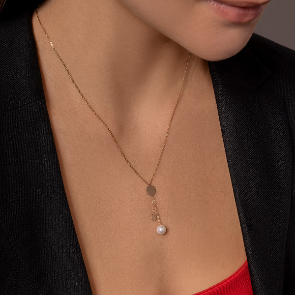 Золоте кольє Монета з перлиною (арт. 360359) – зображення 4