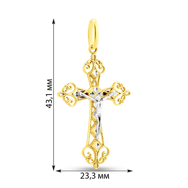 Крестик с распятием из желтого и белого золота (арт. 500550жб) – изображение 2