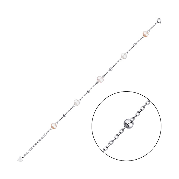 Серебряный браслет с жемчугом (арт. 7509/4473жбр) – изображение 1