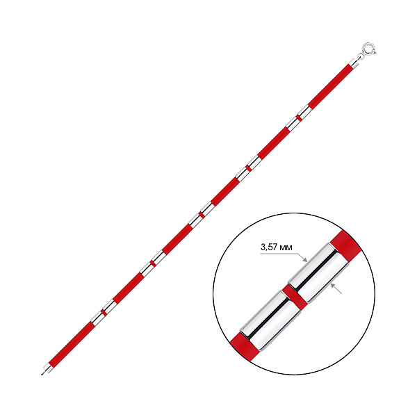 Каучуковый браслет с серебряными вставками (арт. 7609/4329к) – изображение 2