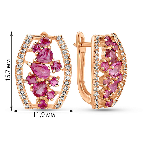 Сережки з червоного золота з рубіном і діамантами (арт. 2191377201р) – зображення 2