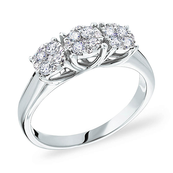 Золота каблучка в білому кольорі металу з діамантами (арт. К341026050б) – зображення 1