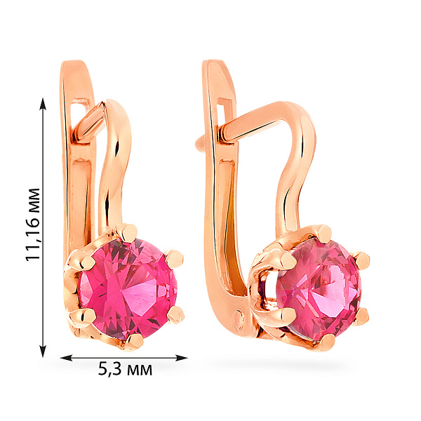 Детские золотые серьги с розовыми фианитами (арт. 110449р) – изображение 2