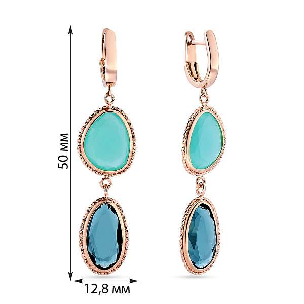 Золотые серьги-подвески с кварцем (арт. 107600Пкгм) – изображение 2