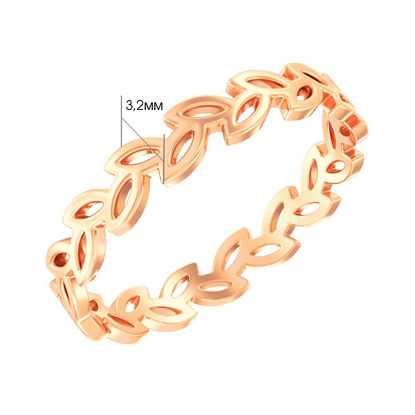 Золотое кольцо "Листики" без камней (арт. 140854) – изображение 3