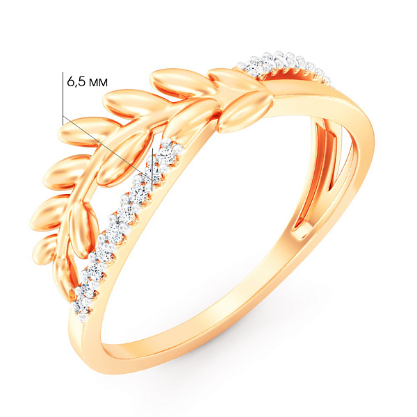 Золота каблучка Колосок з фіанітами (арт. 1401048) – зображення 4