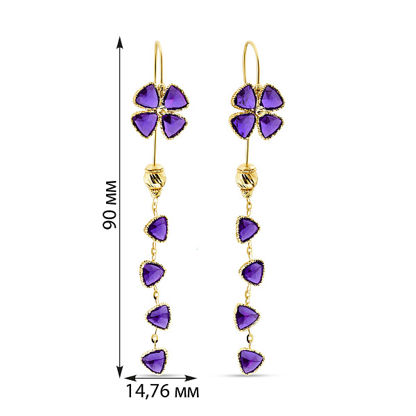 Золотые серьги с подвесками Francelli (арт. 106837жф) – изображение 2