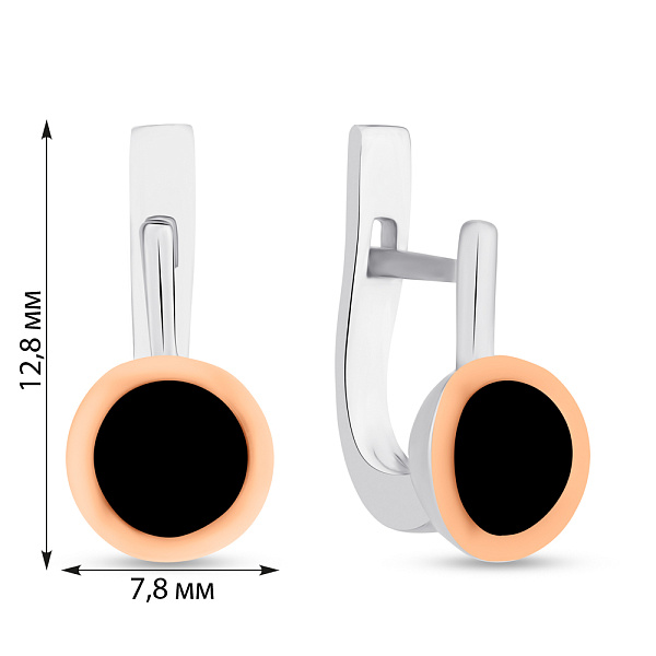 Серьги из серебра с ониксом и золотой накладкой (арт. 7202/637осп) – изображение 2