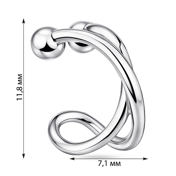 Серебряная каффа-моносерьга без камней (арт. 7502/20154ря) – изображение 2