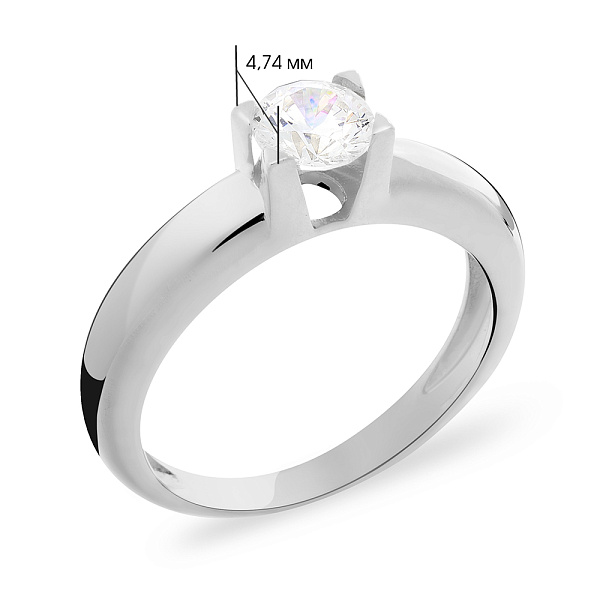 Кольцо для помолвки из белого золота с фианитом (арт. 140698б) – изображение 2