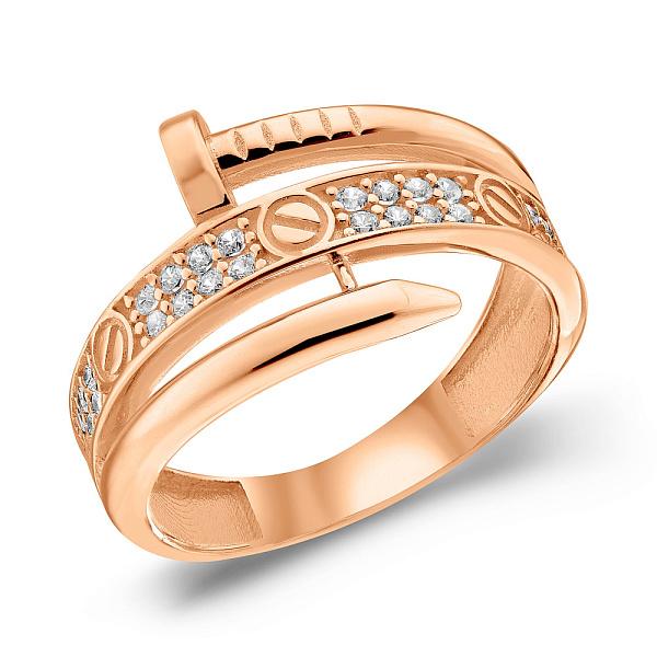 Золотое кольцо Гвоздь с фианитами (арт. 156365) – изображение 1