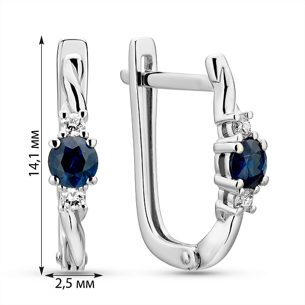 Серьги из белого золота с сапфиром и бриллиантами  (арт. С011359бс) – изображение 3