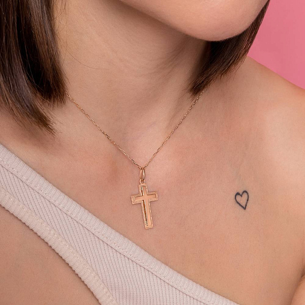 Золотой крестик с алмазной гранью (арт. 424871) – изображение 5