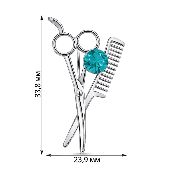 Срібна брошка Ножиці з альпінітом (арт. 7505/241аз) – зображення 2