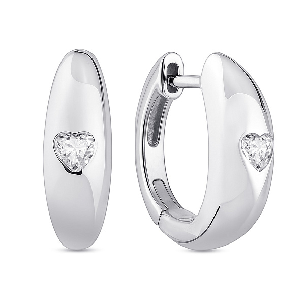 Серебряные серьги-кольца с фианитами (арт. 7502/10030/15) – изображение 1