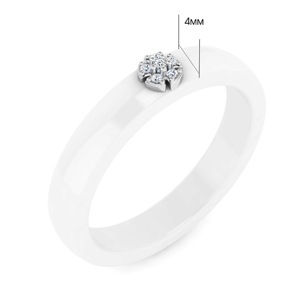 Кольцо из белой керамики и золота с бриллиантами (арт. К011790бб) – изображение 2