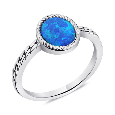 Серебряное кольцо с синим опалом (арт. 7501/6710Пос)