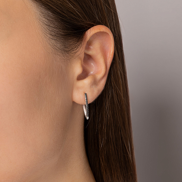 Сережки з білого золота з діамантами (арт. С011191015бч) – зображення 2