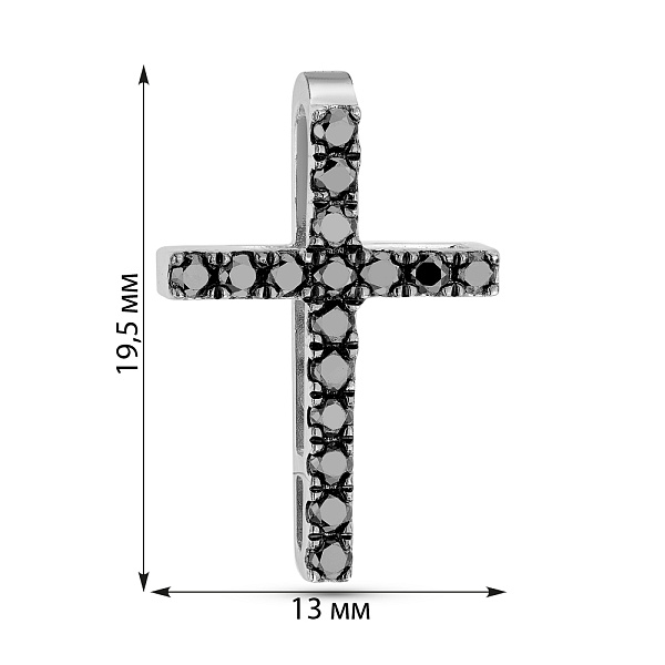 Хрестик з білого золота з чорними діамантами (арт. 3109637202ч) – зображення 3