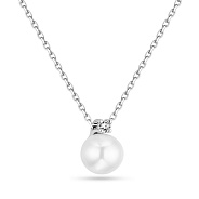 Золотое колье с жемчугом и бриллиантом (арт. Ц011292б)