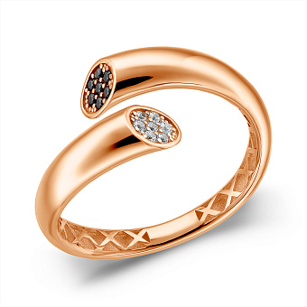 Золота незамкнена каблучка з фіанітами (арт. 1401169ч)