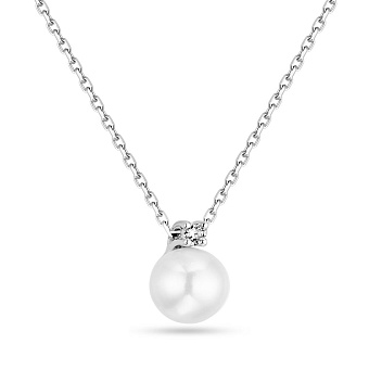 Золотое колье с жемчугом и бриллиантом (арт. Ц011292б)