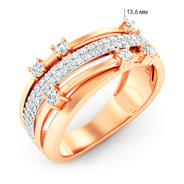 Кольцо из красного золота с фианитами (арт. 140043) – изображение 2