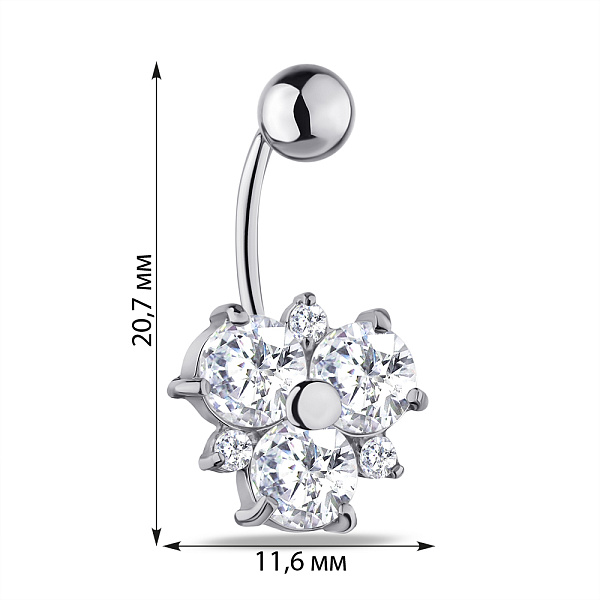 Серебряная серьга-пирсинг с фианитами  (арт. 7512/7006р) – изображение 4