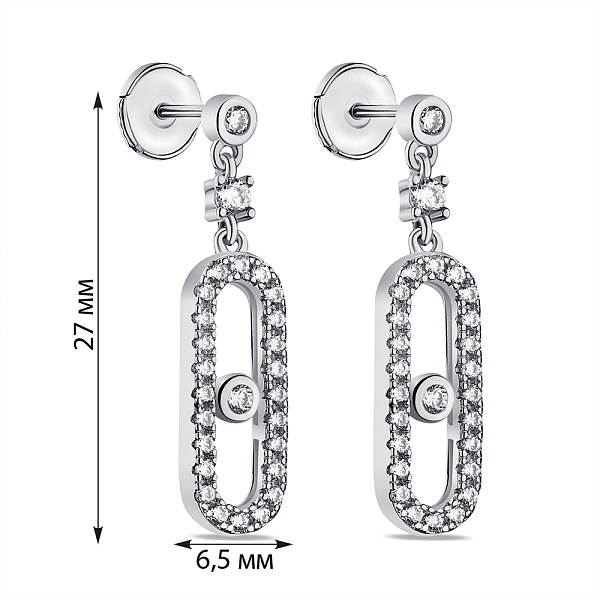 Серьги-пусеты из серебра с фианитами (арт. 7518/6657) – изображение 2