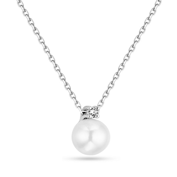 Золотое колье с жемчугом и бриллиантом (арт. Ц011292б) – изображение 1