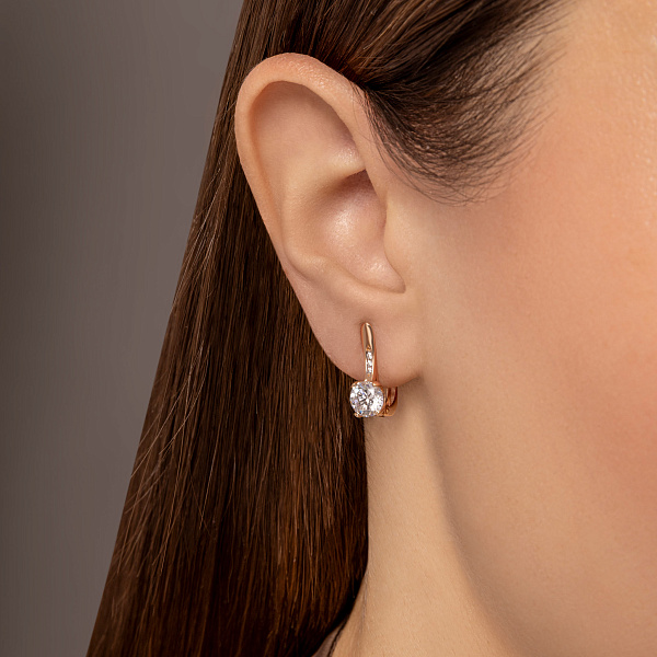 Золотые серьги с фианитами (арт. 113500) – изображение 3