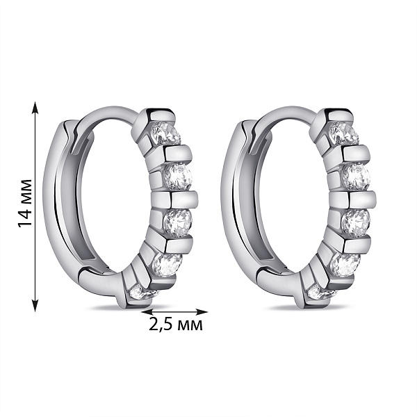Серебряные серьги-конго с дорожкой из фианитов (арт. 7502/9763/15) – изображение 2