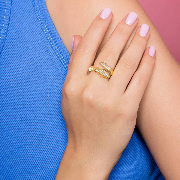 Золотое кольцо Змея с фианитами (арт. 155517ж) – изображение 2