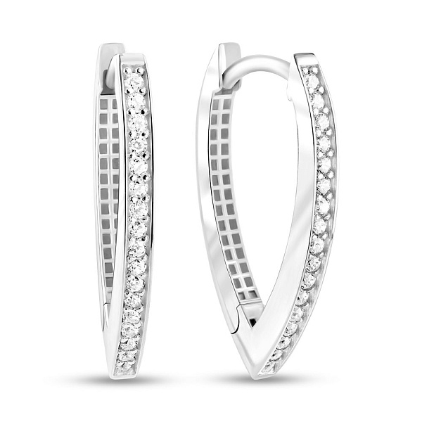 Серьги из белого золота с фианитами (арт. 1091314б) – изображение 1