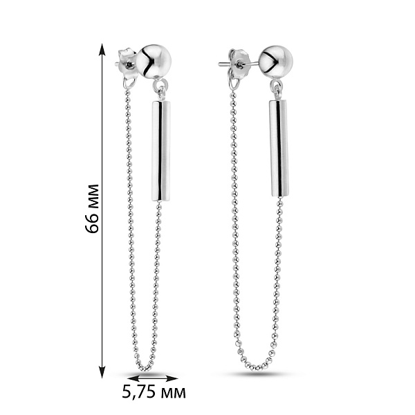 Золотые серьги пусеты с подвесками (арт. 105261б) – изображение 2