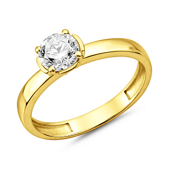 Фото Кольцо золотое помолвочное с фианитом (арт. 142200ж)