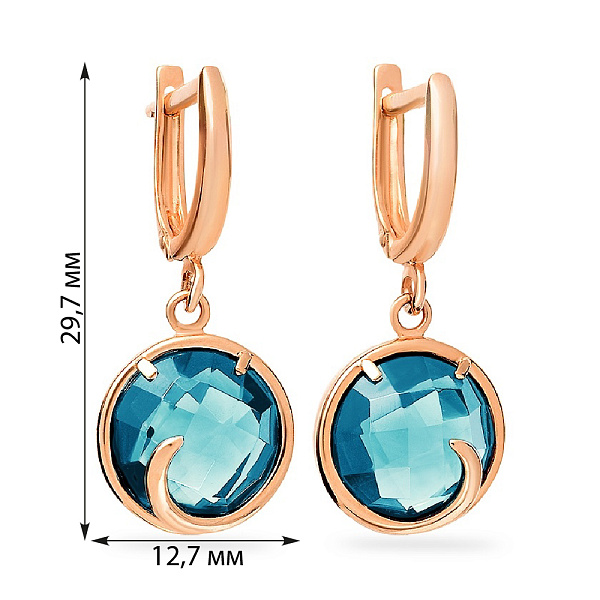 Золотые серьги подвески с топазом (арт. 110378Птг) – изображение 2