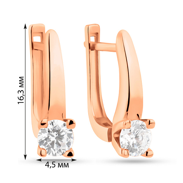 Детские серьги из красного золота с фианитом (арт. 109867) – изображение 2