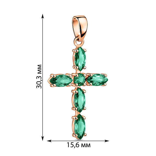 Золотий хрестик з кварцом (арт. 440918Пз) – зображення 2