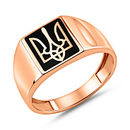 Фото Печатка з червоного золота Тризуб-Герб України з емаллю (арт. 170084ч)