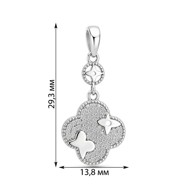 Серебряный кулон клевер с фианитами (арт. 7503/4497/15) – изображение 2