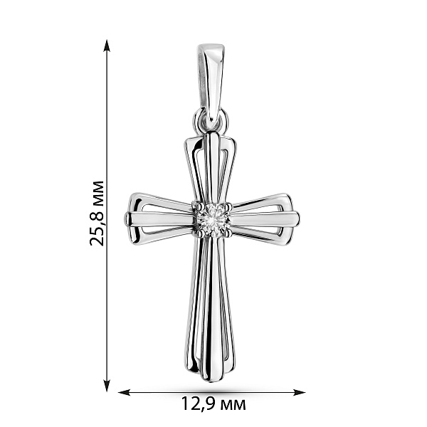 Крестик из белого золота с бриллиантом (арт. П011024005б) – изображение 2