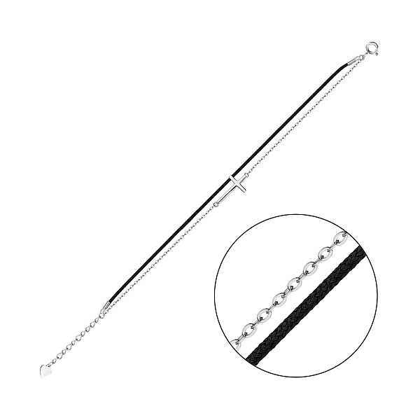 Браслет из серебра и шелковой нити (арт. 7309/2409ч) – изображение 1