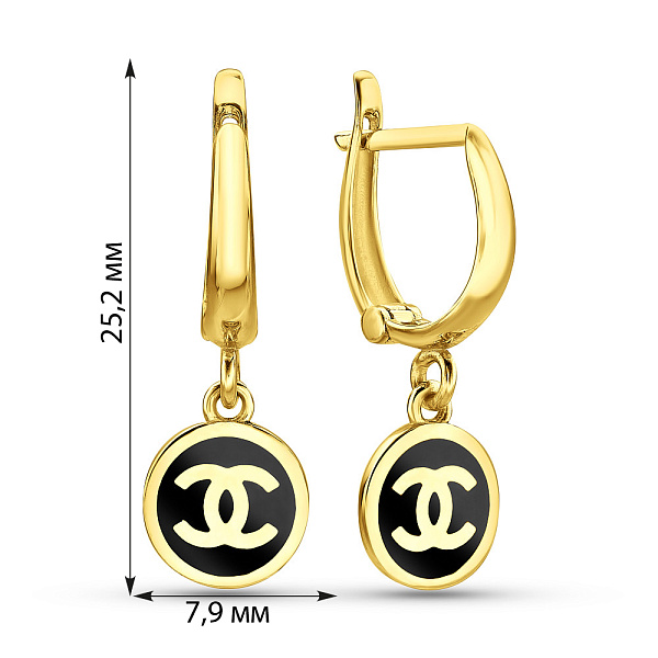 Золотые серьги с эмалью (арт. 109151жеч) – изображение 2