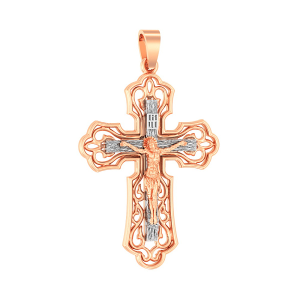 Крестик из красного золота Аромат цветка надежды (арт. 501057) – изображение 1