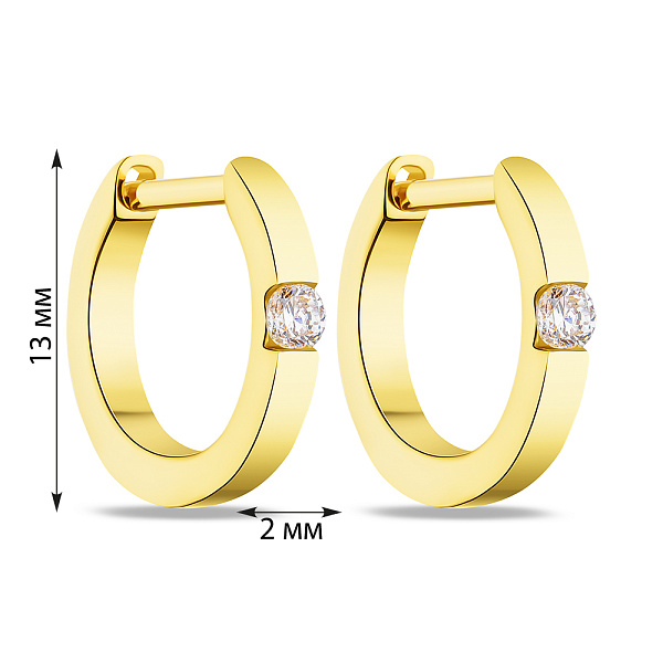 Серьги-кольца из серебра с желтым родированием (арт. 7502/4782/15ж) – изображение 2