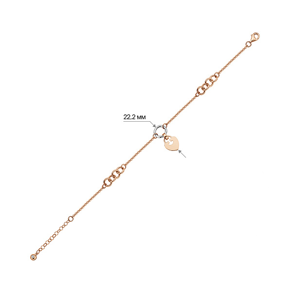 Браслет з червоного і білого золота з підвіскою (арт. 326356кб) – зображення 2