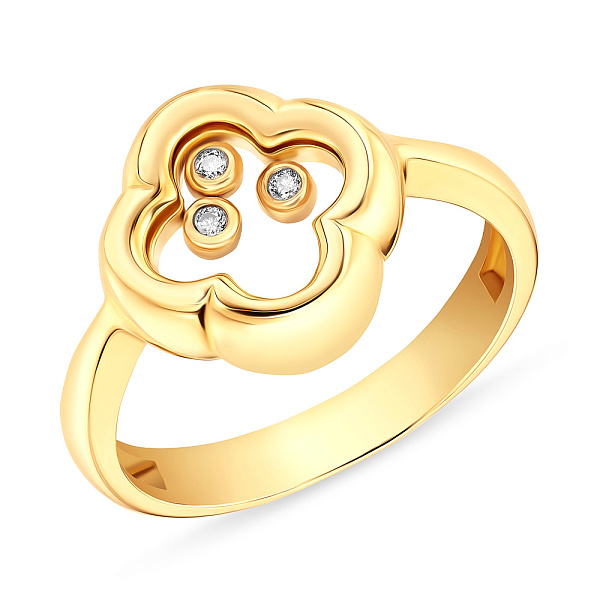 Каблучка з жовтого золота з фіанітами (арт. 155087ж) – зображення 1