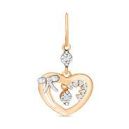Фото Золотой кулон Сердце с фианитами (арт. 423492)